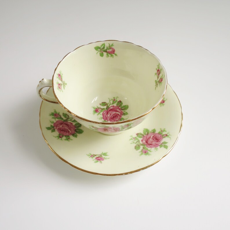 Vintage Petite Rose Tea Cup and Saucer Set, English Bone China by Sutherland image 5