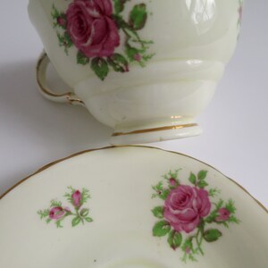 Vintage Petite Rose Tea Cup and Saucer Set, English Bone China by Sutherland image 9