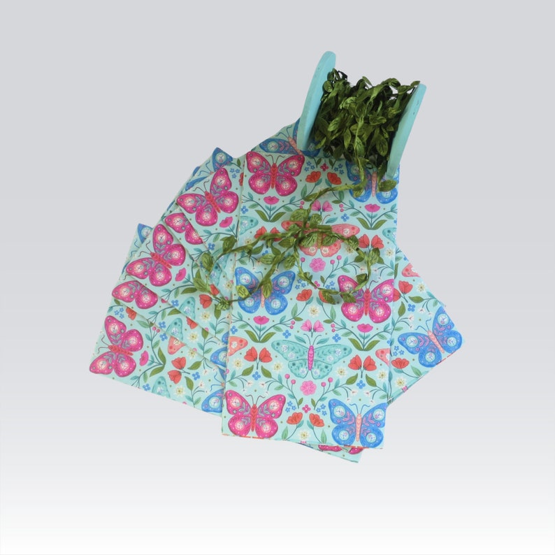 Garden Party Banquet Napkins, Colorful Butterfly Decoupage Paper Napkins, Bakery Basket Liner image 3