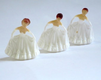Teeny Tiny 1 inch Bride or Princess Figurines, Lot of 1:12 Princess Figures, 3 Princesses