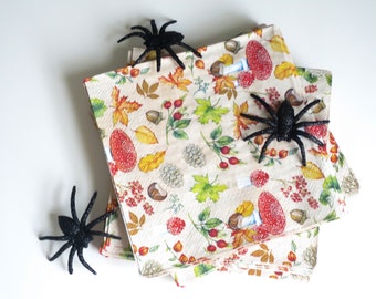 Aumumn Fall Fauna Paper Napkin Set of 6 for Decoupage or Dinner Place Setting