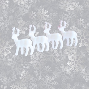 Micro White Plastic Reindeer: Tiny 3/4 inch Miniatures (Set of 4)