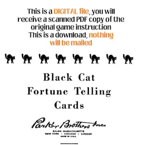 Instructions de jeu de voyance antiques de chat noir pour le jeu de Parker Brother, instructions de téléchargement numérique