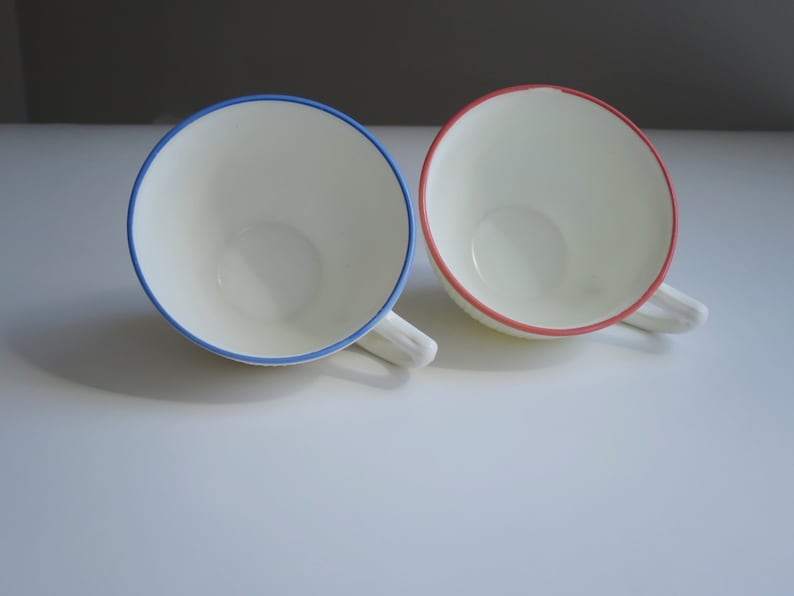 Pair MacBeth Evans Milk Glass Tea Cups, Orphan Teacups, Kitchen Decor image 4