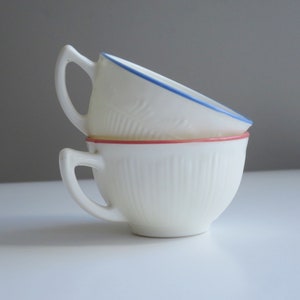 Pair MacBeth Evans Milk Glass Tea Cups, Orphan Teacups, Kitchen Decor image 2