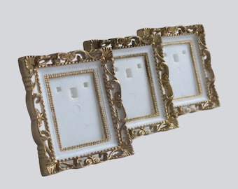 3 Gold Filigree Plastic Picture Frames for Dollhouse or Curio Cabinet, Mini Picture Frames