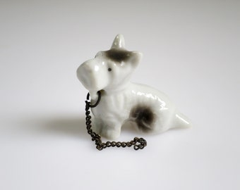 Scottie Dog Mini, Porcelain Dog Figurine Made in Japan