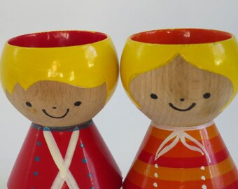 MCM Helen and Mogens Eggcups, Danish Modern Wood Egg Cups