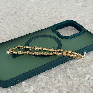Gold Beaded Phone Charm: Y2K Wrist Strap, Girly Accessories