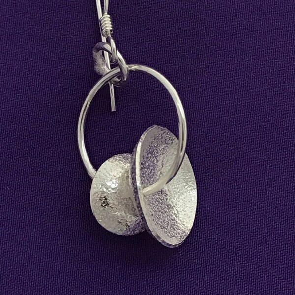 Tea Cup Earrings Handmade Domed Silver Earrings Round image 1