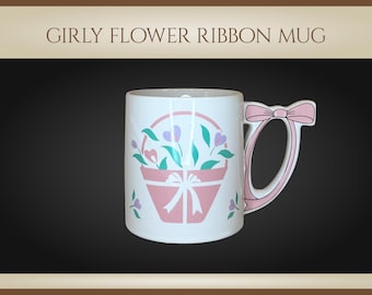 Girly Flower Ribbon Mug