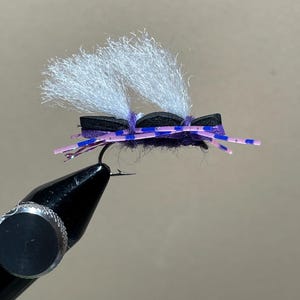 1/2 Dozen  Size 10  Double Stack Chubby Chernobyl Flies (3 black/purple - 3 purple/black)