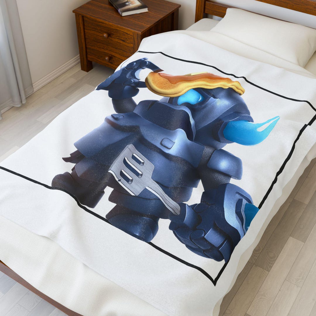 Clash Royale Mini Pekka Plush Blanket Blue Armored Knight Pancakes clash-royale-mini-pekka-plush-blanket-blue-armored-knight-pancakes
