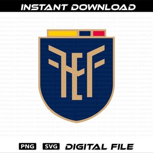 Könnte beinhalten: Ein marineblaues, schildförmiges Emblem mit einem goldenen und weißen Design. Das Emblem hat eine goldene Oberseite mit einem roten und blauen Rechteck. Der Text "INSTANT DOWNLOAD" steht oben und "PNG SVG DIGITAL FILE" unten.