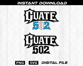 Logo Guate 502 Estilo Gótico Vintage | Gothic Guate 502 Logo | Archivo Digital PNG SVG | Diseño Retro Guatemala| Instant Download