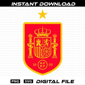 May include: A digital file featuring the Spanish coat of arms in red and gold. The design includes a crown, a lion, and the text "PLVS VLTRA." The file is labeled "PNG," "SVG," and "DIGITAL FILE."