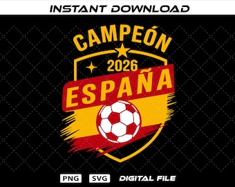 Descarga digital SVG PNG del Campeón de Fútbol de España 2026 – Emblema vectorial de fútbol