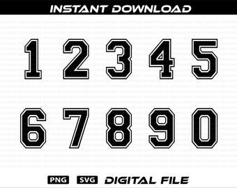 Sport Jersey Number Set: PNG, SVG Vector Graphics (Digital Download