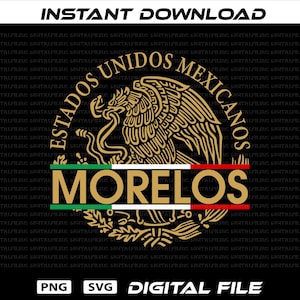 Morelos Mexico Eagle PNG SVG Logo, Estado Mexicano, Mexican Flag (Digital File)