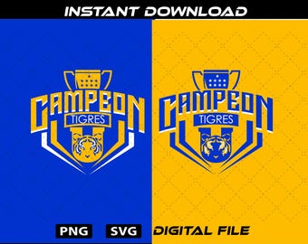 Club Tigres PNG SVG: Mexikanischer Futbol-Vektorgrafik, Liga Mexicana, Tigres Campeon 2025 (Digitaler Download