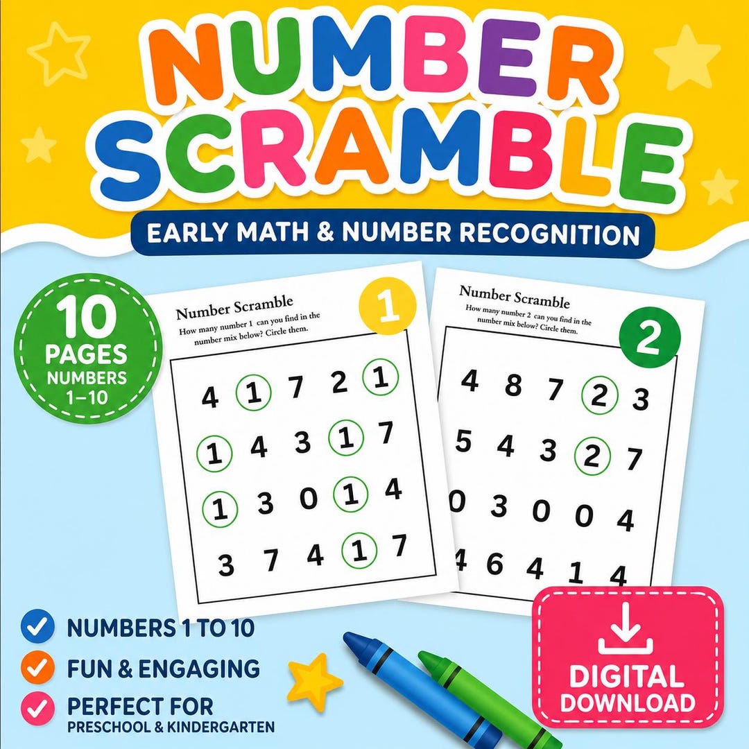 Number Scramble Worksheets Printable, Find and Circle 1-10 Math ...