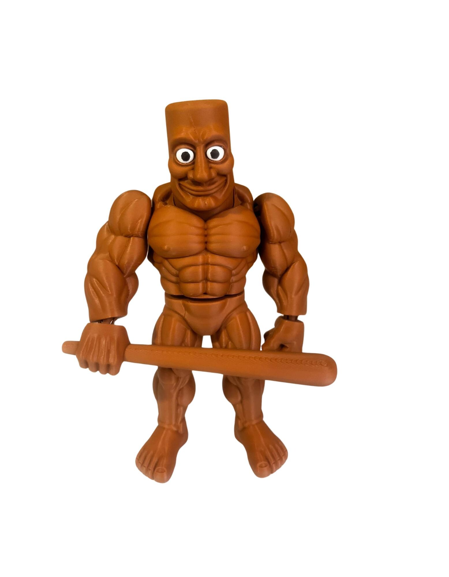 ムキムキ可動フィギュア：3Dプリント製コレクタブル（ブラウンPLA