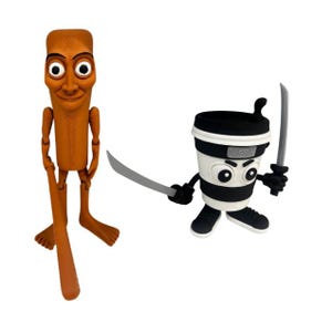 Pack 2 Figuras Articuladas Brainrot – Tung Tung Tung Sahur y Capuchino Asesino – Decoración Original y Coleccionismo