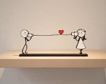 Sculpture 3D Coeurs Connectés | Cadeau d'anniversaire pour couple