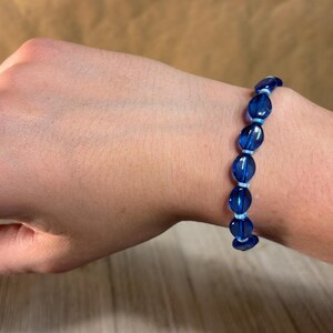 Beaded Bracelet / Blue Bead / Oval Bead / Clay Bead / Handmade Bracelet Gift