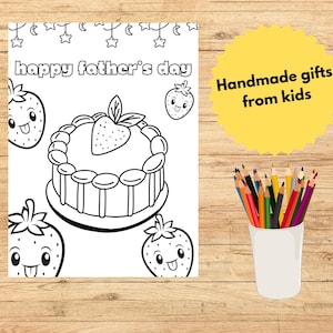 Happy Birthday Dad Malseite - druckbare DIY Karte Geschenk von Kind, Sohn oder Tochter - süße handgemachte Malvorlage für Papa zum Geburtstag