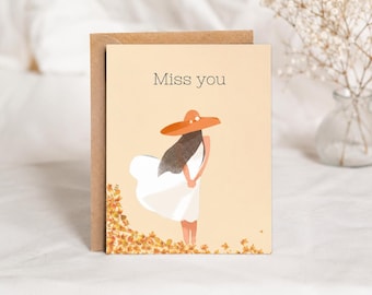 Miss You Card Printable, Long Distance Love Card, Digital Download