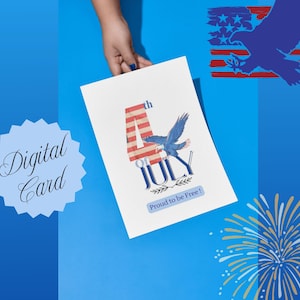 Patriotic Birthday Card Printable | 4th of July Card | USA Freedom Printable | Proud to Be Free Eagle Card Instant Download