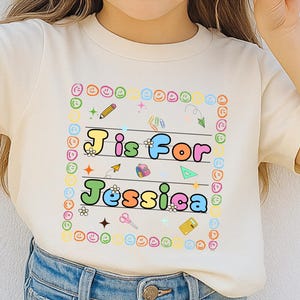 Personalized Alphabet Kids Shirt: Back To School Kindergarten Tee