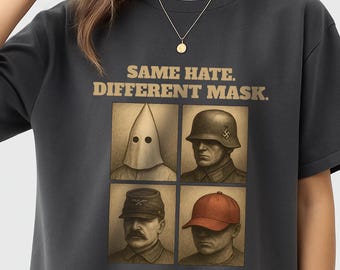 Camiseta con el mismo odio y diferente máscara, camiseta política anti-Trump, divertida camiseta gráfica de protesta, camiseta con declaración de humor negro