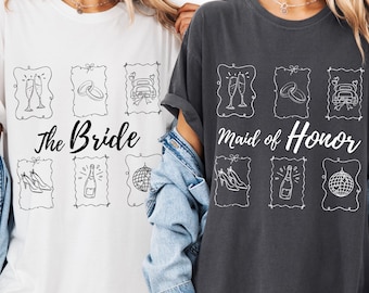 Personalized Bridesmaid Tees, Custom Bridal Party Shirts, Bachelorette Party, Maid of Honor, Getting Ready Outfit, Bridesmaid Proposal Gift
