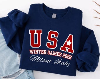 Felpa USA Winter Sports 2026, maglietta Olimpiadi invernali 2026