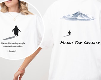But Why Penguin Front and Back Shirt, Trendy Nihilist Penguin Tee, Sad Penguin Mountains but why shirts, WHY Penguin Meme