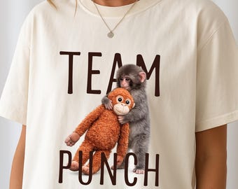 Team Punch Comfort Colors T-Shirt, Baby Monkey Punch Shirt, Cute Monkey T-Shirt,Wildlife Shirt