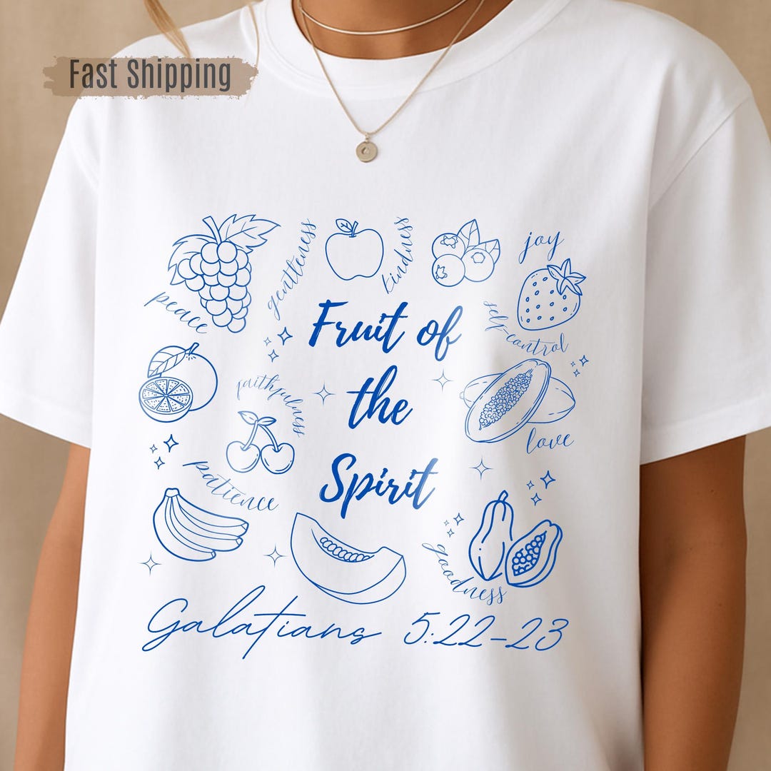 Fruit of the Spirit Christian T-shirt: Bible Verse Doodle, Oversized ...