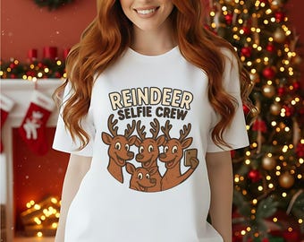 Kerstshirt met rendieren, feestelijk shirt voor de feestdagen, grappig kerstshirt, Rudolph kerstshirt, kerstcadeau met rendieren, schattig rendiershirt