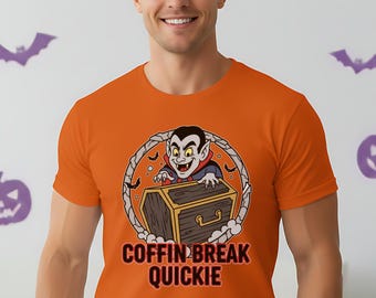 Lustiges Cartoon-Vampir-Sarg-T-Shirt, Halloween-Vampir-T-Shirt, ausgefallenes Gothic-T-Shirt, Halloween-Dracula-Shirt, T-Shirt für Vampirfans, Dracula-Top