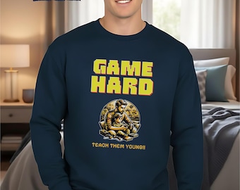 Gaming Sweatshirt, Father Son Shirt, Gamer Gift, Retro Gamer shirt, pixel gamer Top, Sweatshirt Gift for Dad, Fathers Day Fashion, 90s Gamer