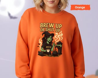 Witchy Sweatshirt, Halloween Coffee Lover Gift, Brew Up Coffee Shirt, Halloween Witch Top, Witch Lovers Top, Fall Apparel, Witchy Clothing