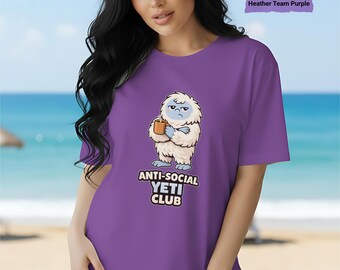 Anti-Social Yeti Club T-Shirt | Grumpy Yeti Illustration, Mug, Muted Colors, Funny Adult Humor Yeti Tee