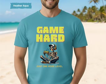 Gamer Retro Tee, 80s 90s Retro Video Game Shirt, Game Hard Tee T-shirt, Video Game Gamer T-Shirt, Gift for Gamers, Gaming Adult Humor Tee