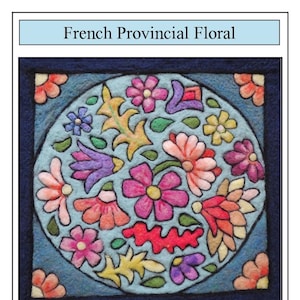 May include: A needle felting kit featuring a colorful floral design with a blue background. The kit includes instructions and materials for creating a tapestry needle felted piece. The text "French Provincial Floral" and "Tapestry Needle Felting Kit" is included in the image.