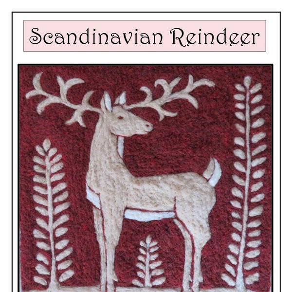 Needle Felt Kit Scandinavian Deer Norwegian Style Design Tapestry Folk Art Painting With Wool