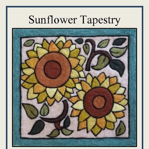 May include: A needle felting kit featuring a colorful sunflower tapestry design. The kit includes all materials and instructions needed to create the project. The felting studio website is included in the image.