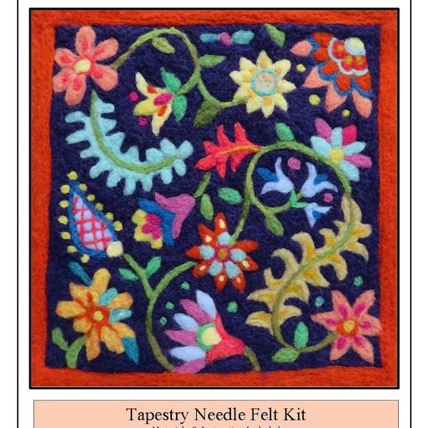 Needle Felt Kit Summer Garden Floral Tapestry Adult Craft Kit Beginners Welcome! Made in Vermont