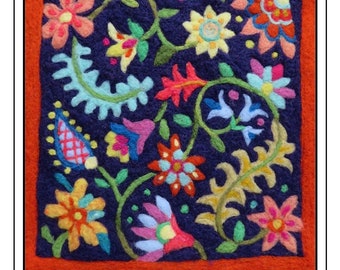 Needle Felt Kit Summer Garden Floral Tapestry Adult Craft Kit Beginners Welcome! Made in Vermont